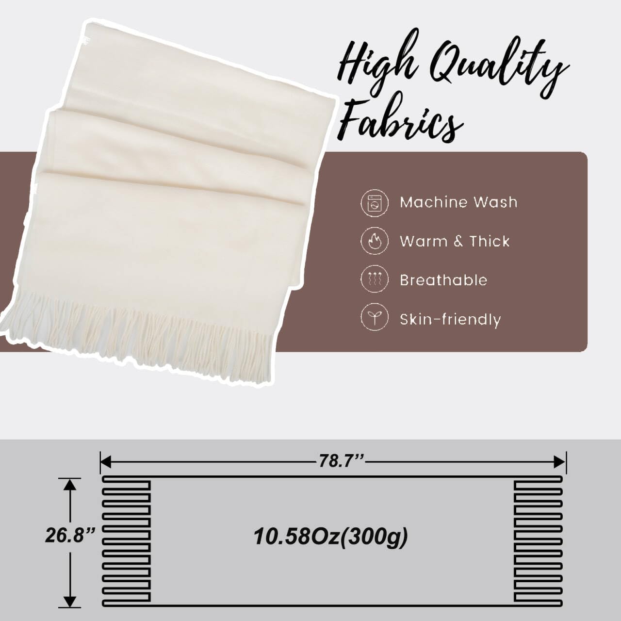 Cozy Winter Scarf for Men and Women - Soft and Warm Shawls with Tassels for Cold Weather, Perfect for Outdoor Activities and Fashionable Layering (78.7'' x 26.8'')
