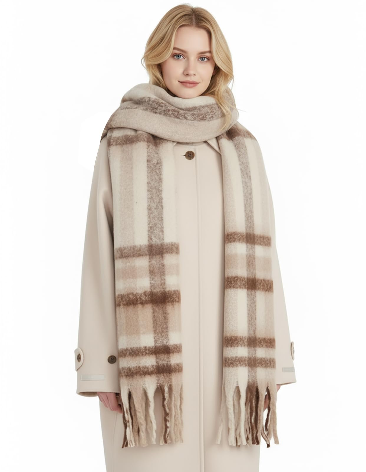 Warm Winter Scarf for Women - Large Colorful Plaid Shawl, Thick Blanket Scarf for Cold Weather, Stylish and Cozy Accessory