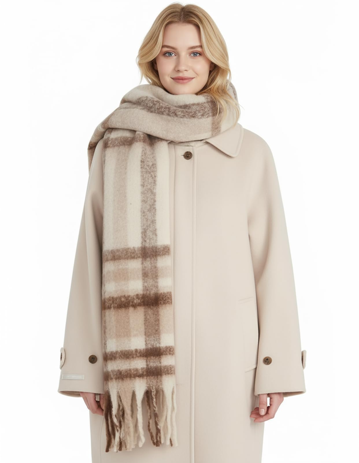 Warm Winter Scarf for Women - Large Colorful Plaid Shawl, Thick Blanket Scarf for Cold Weather, Stylish and Cozy Accessory