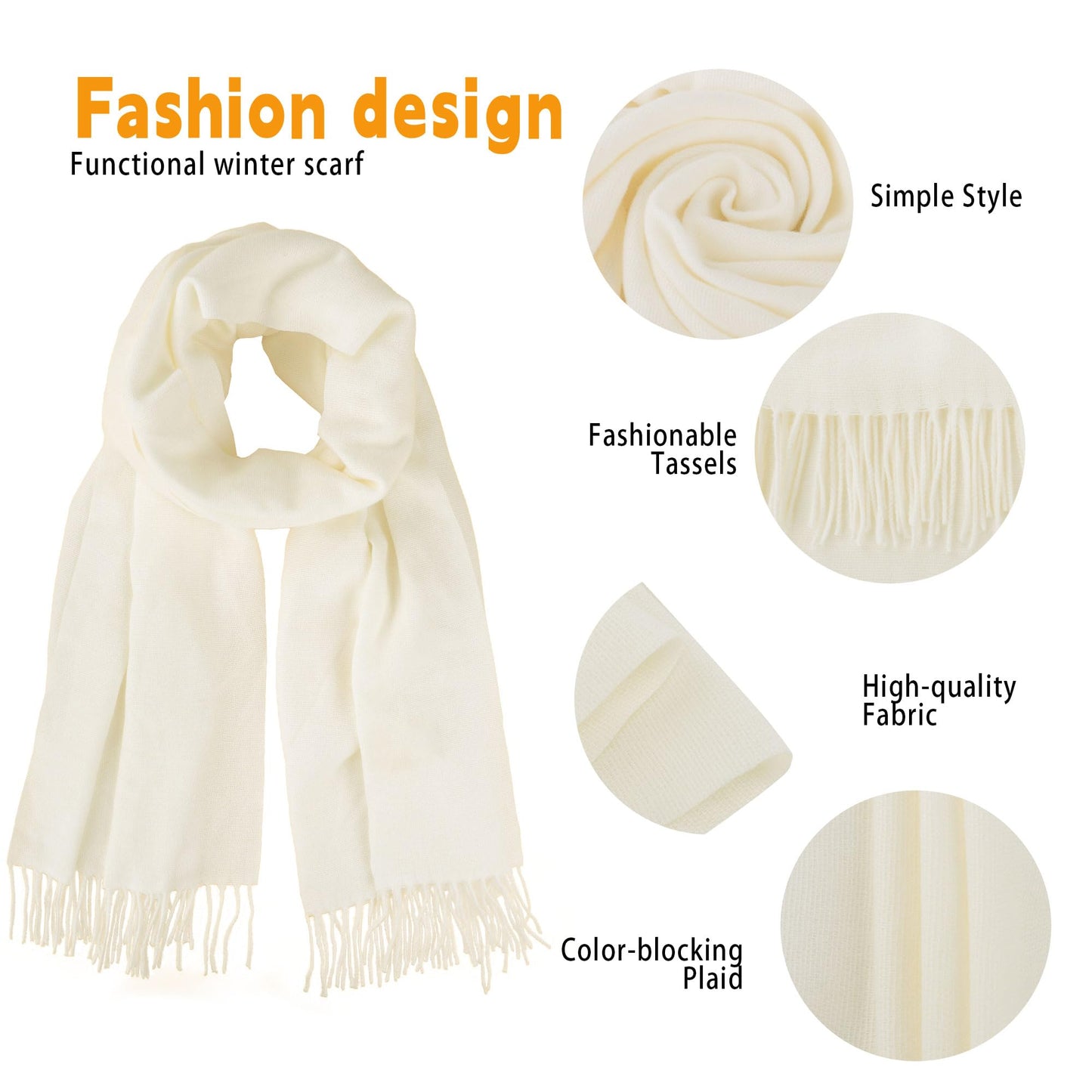 Cozy Winter Scarf for Men and Women - Soft and Warm Shawls with Tassels for Cold Weather, Perfect for Outdoor Activities and Fashionable Layering (78.7'' x 26.8'')