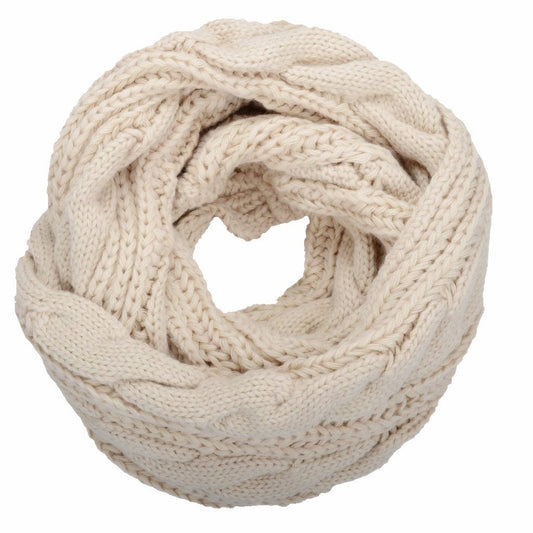 Thick Ribbed Knit Winter Infinity Circle Loop Scarf for Women in Khaki - Cozy and Stylish Cold Weather Accessory