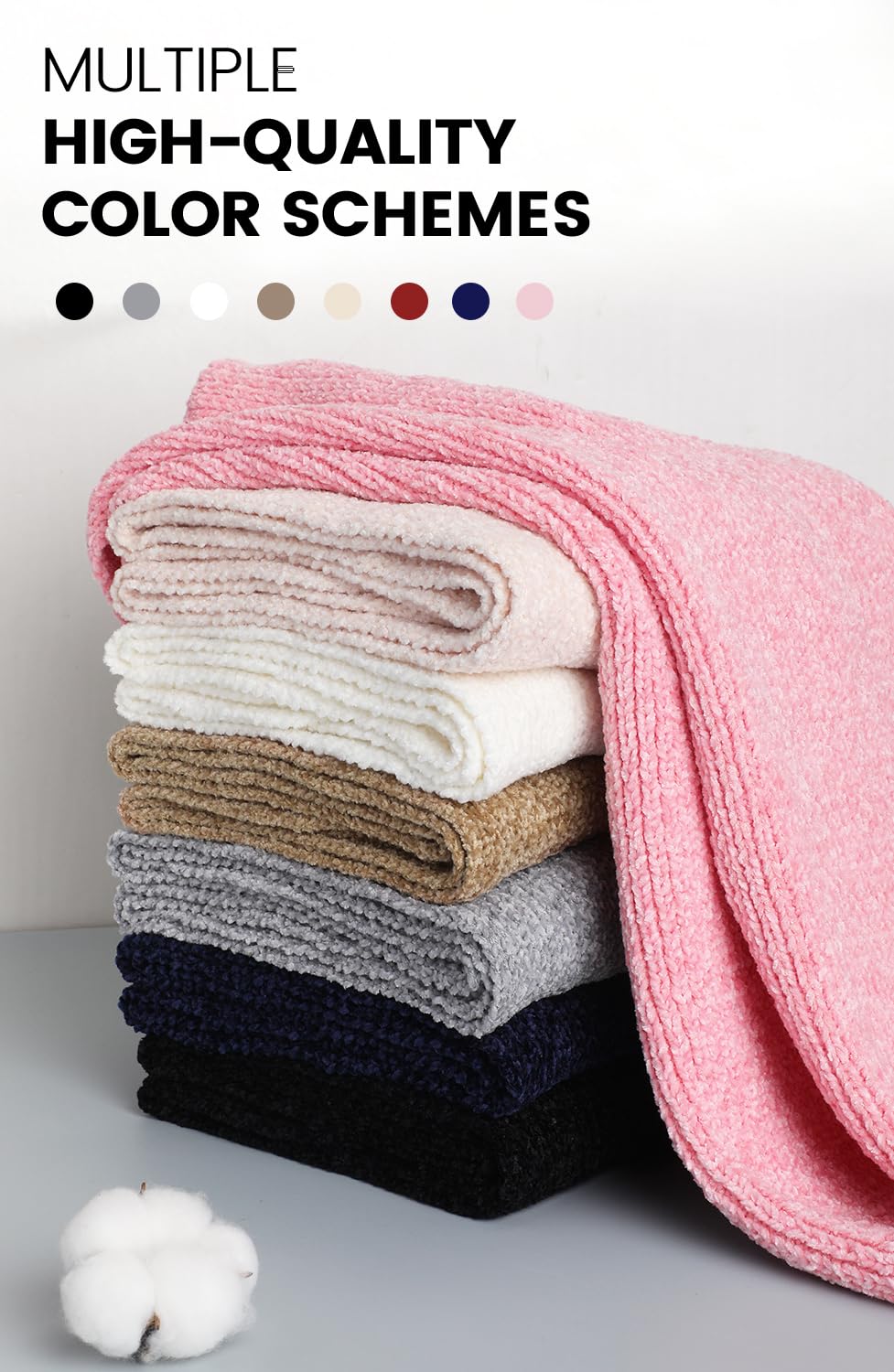 Soft Chenille Winter Scarf for Women - Warm and Thick Cold Weather Scarf in Black, Ideal for Cozying Up During Chilly Days and Stylish Winter Adventures