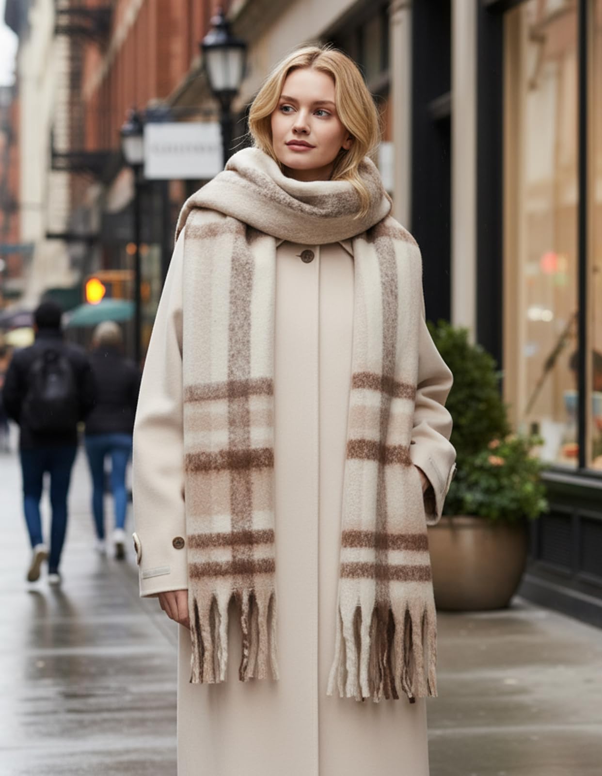 Warm Winter Scarf for Women - Large Colorful Plaid Shawl, Thick Blanket Scarf for Cold Weather, Stylish and Cozy Accessory