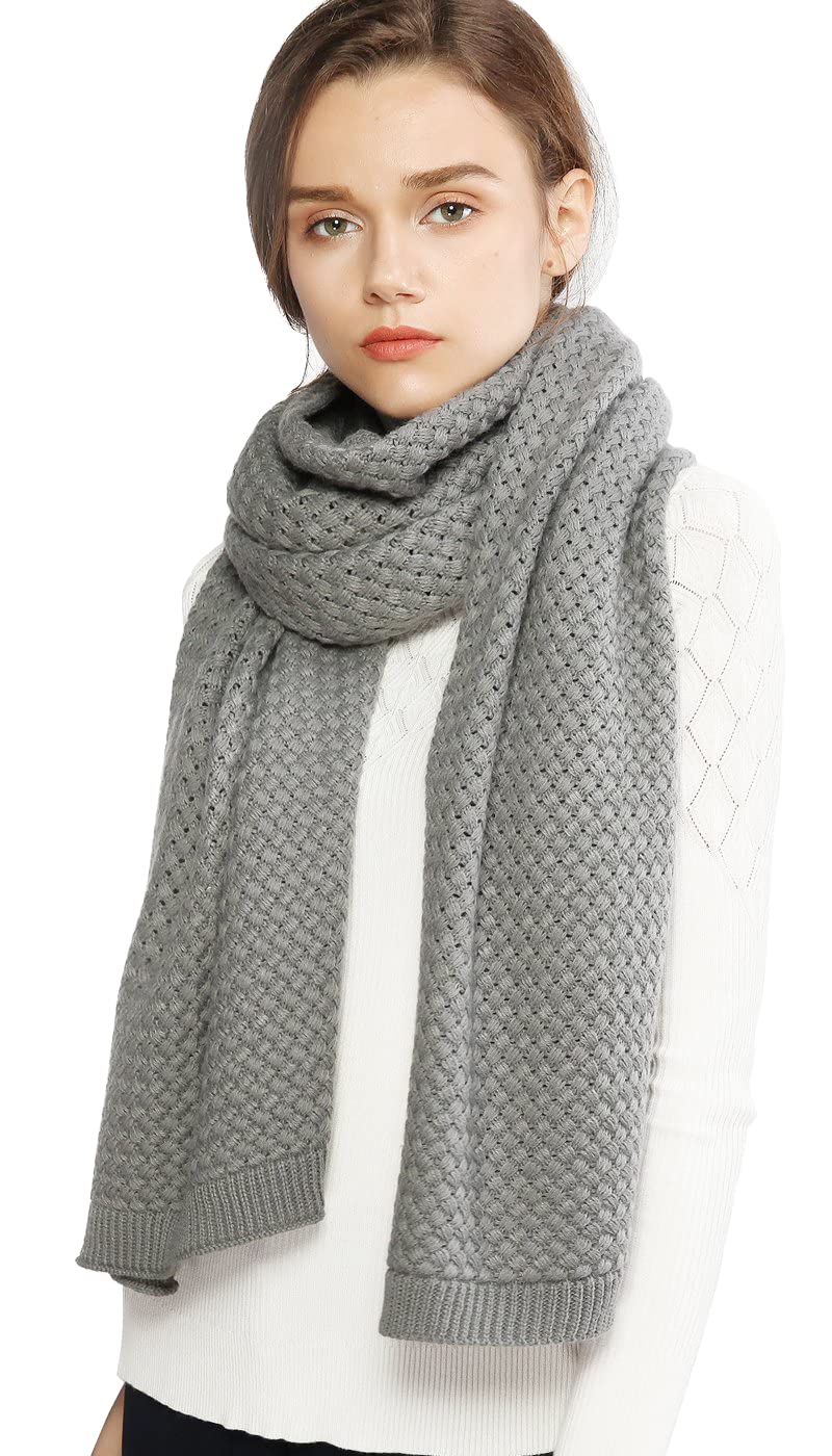 Cozy Chunky Knit Winter Scarf for Women - Warm Thick Grey Oversized Scarf for Cold Weather, Perfect for Style and Comfort