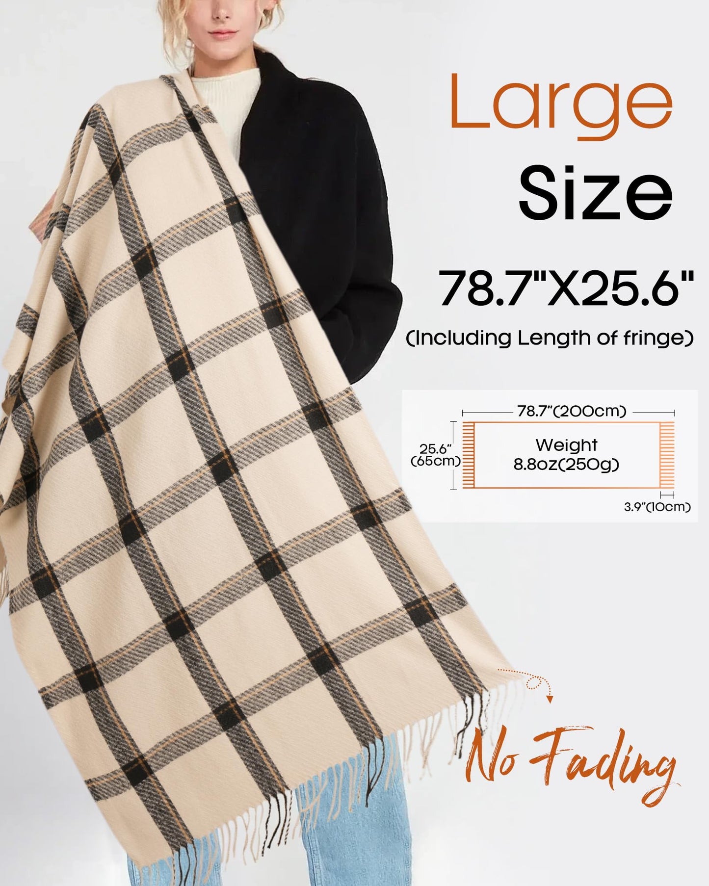 Cozy Oversized Winter Scarf for Women - Soft Plaid Shawl with Tassels, Perfect for Keeping Warm in Cold Weather, Stylish Wrap for Any Outfit
