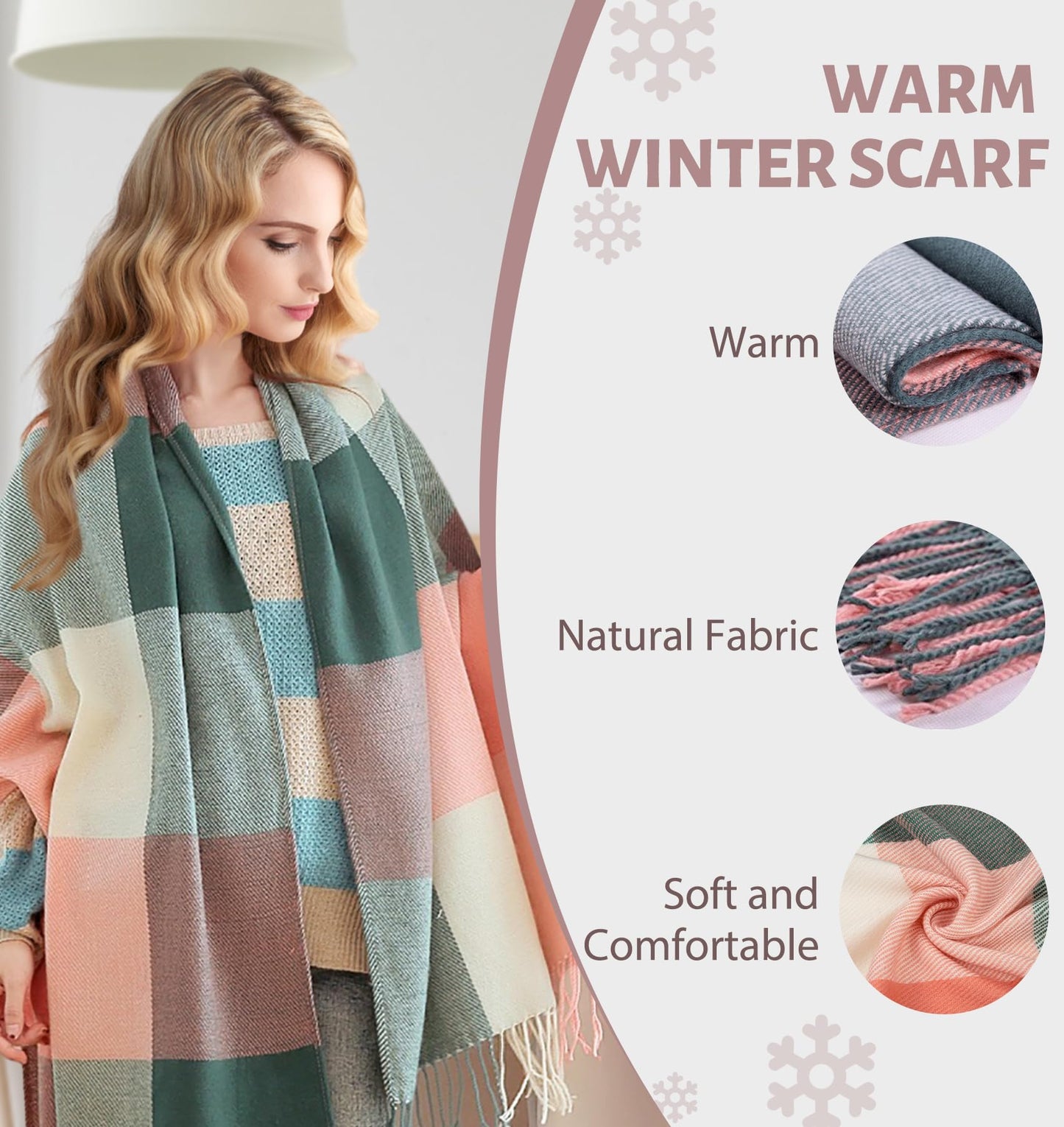 Warm and Cozy Long Plaid Winter Scarf for Women - Fashionable Tartan Blanket Wrap Shawl, Perfect for Stylish Warmth and Thoughtful Gifts