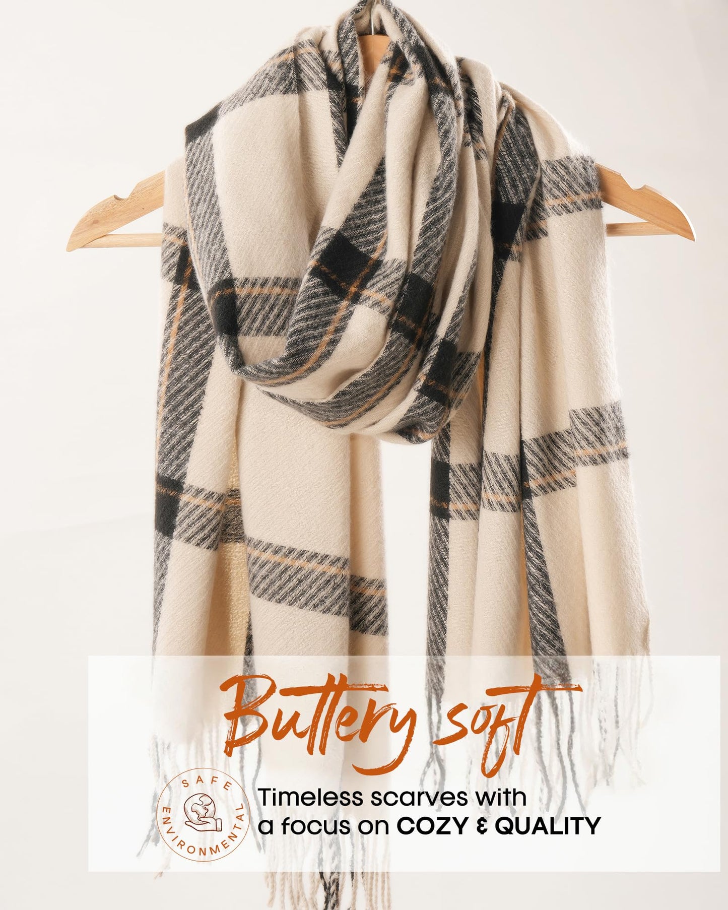Cozy Oversized Winter Scarf for Women - Soft Plaid Shawl with Tassels, Perfect for Keeping Warm in Cold Weather, Stylish Wrap for Any Outfit