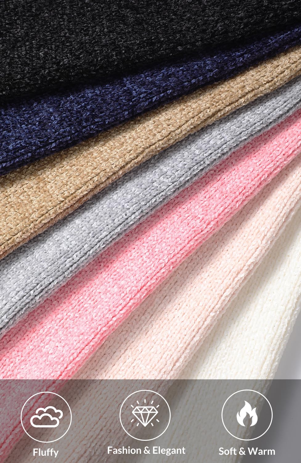 Soft Chenille Winter Scarf for Women - Warm and Thick Cold Weather Scarf in Black, Ideal for Cozying Up During Chilly Days and Stylish Winter Adventures