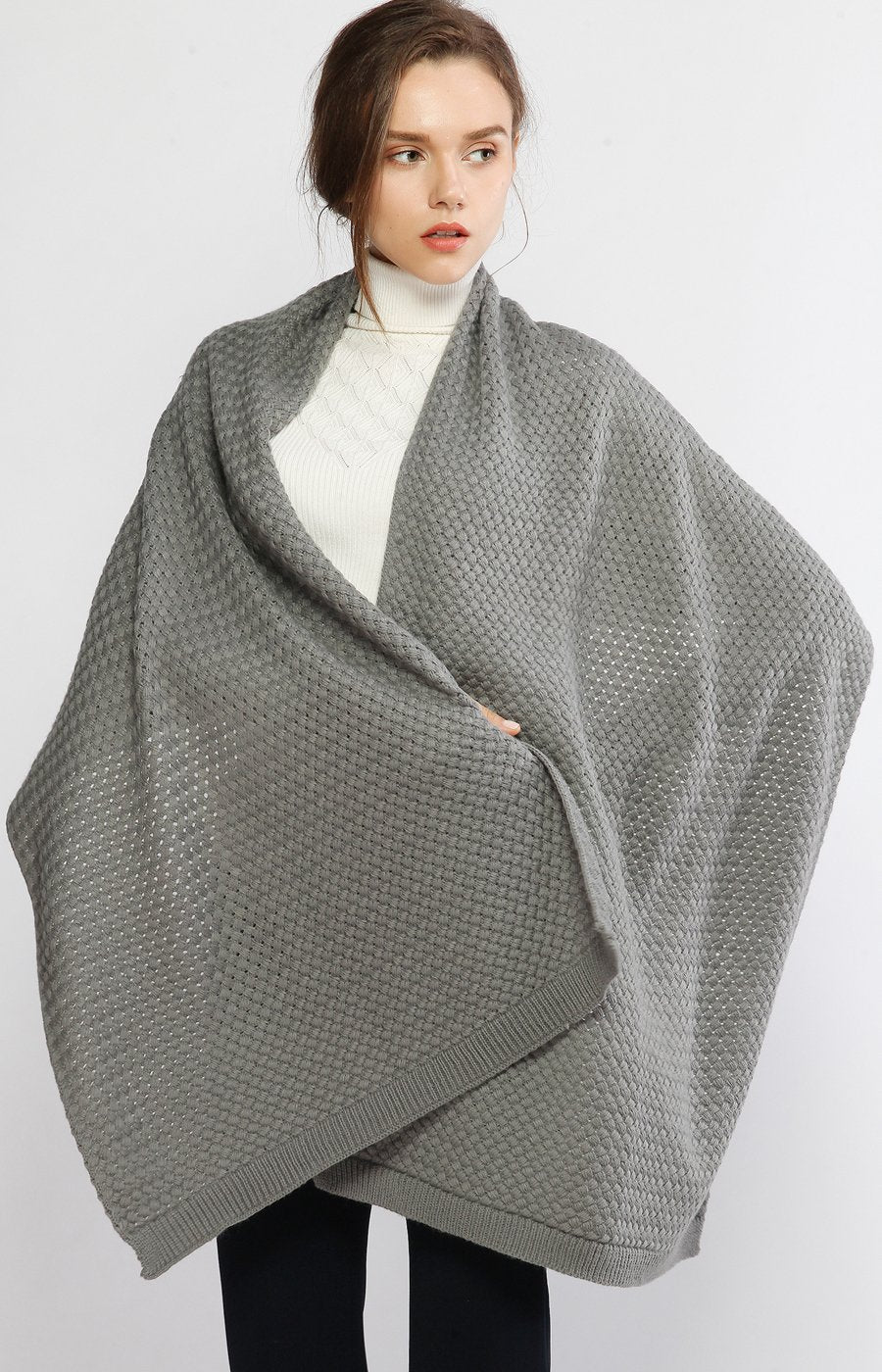 Cozy Chunky Knit Winter Scarf for Women - Warm Thick Grey Oversized Scarf for Cold Weather, Perfect for Style and Comfort