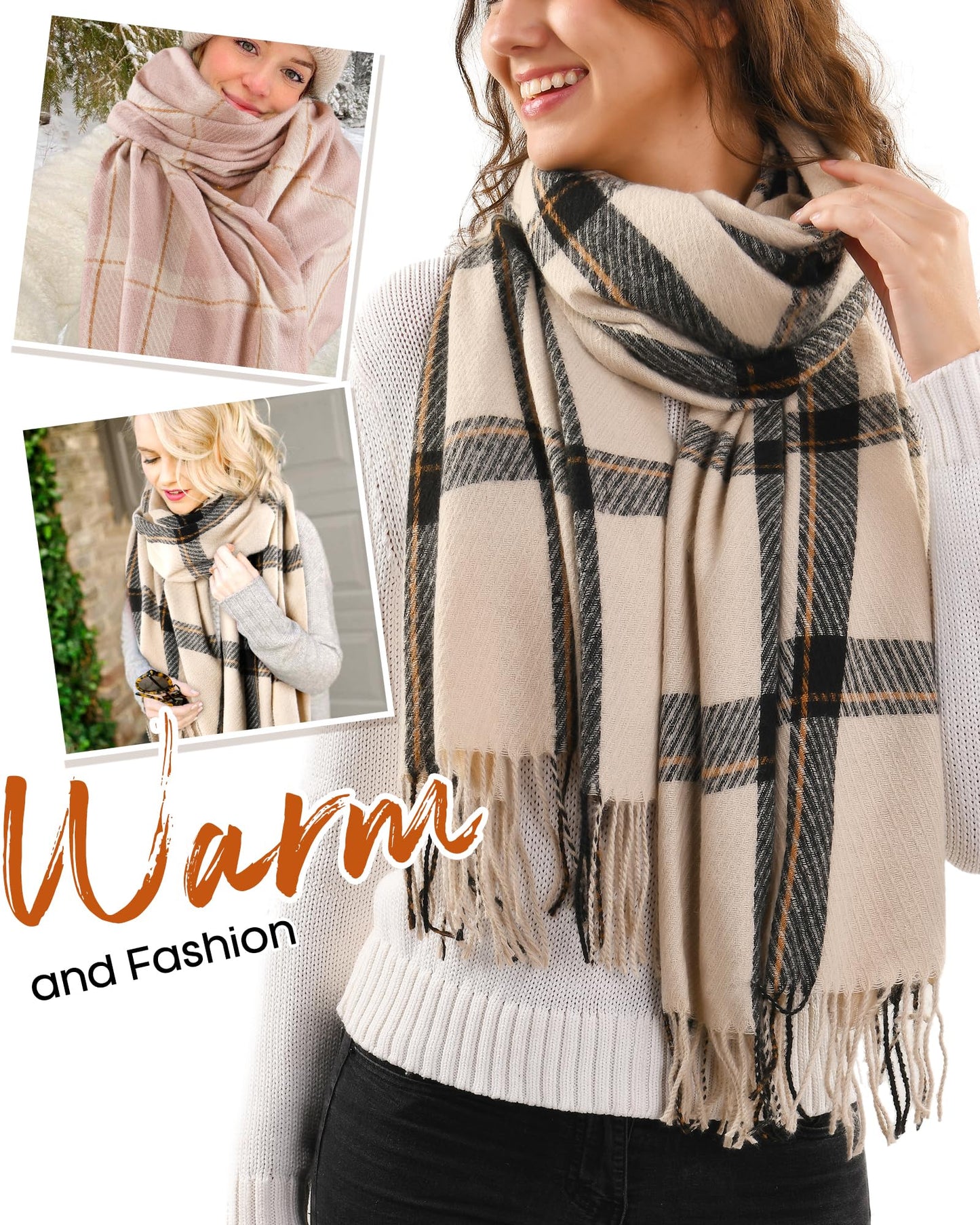 Cozy Oversized Winter Scarf for Women - Soft Plaid Shawl with Tassels, Perfect for Keeping Warm in Cold Weather, Stylish Wrap for Any Outfit