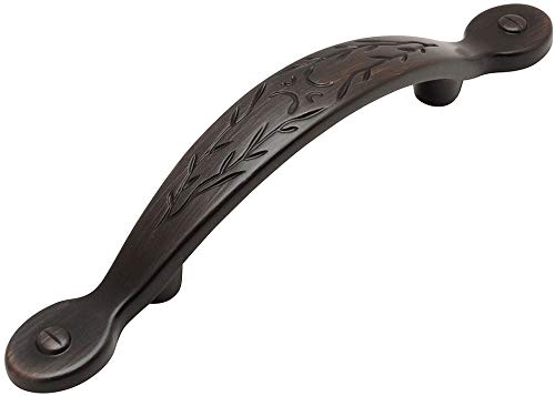 Cosmas 10 Pack 465ORB Oil Rubbed Bronze Leaf Design Cabinet Hardware Handle Pull - 3" Inch (76mm) Hole Centers, 5-3/4" Overall Length