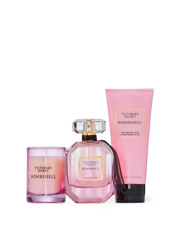 Victoria's Secret Bombshell 3 Piece Luxe Fragrance Gift Set: 1.7 oz. Eau de Parfum, Travel Lotion, & Candle