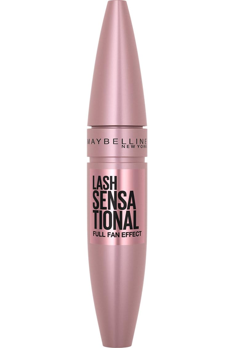 Maybelline New York Lash Sensational Washable Mascara, Lengthening and Volumizing for a Full Fan Effect, Blackest Black, 1 Count