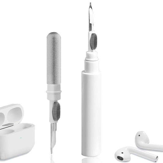 Airpods Earbuds Cleaning Kit, Airpods Pro 1 2 3 Cleaner Kit Pen Shape with Soft Brush for Wireless Earphones Bluetooth Headphones Charging Box Accessories Tool, Computer, Camera and Phone (White)