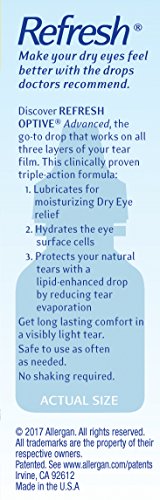 Refresh Optive Advanced Eye Drops, 0.33 Fl Oz (Pack of 2)(Twin Pack)