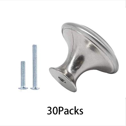 CHEF TIME 30 Packs Kitchen Cabinet Knobs Brushed Nickel Silver-Pull Hardware Handle,Drawer knobs for Kitchen Cupboard Door,Bedroom Dresser Drawerwith Long Short Screws