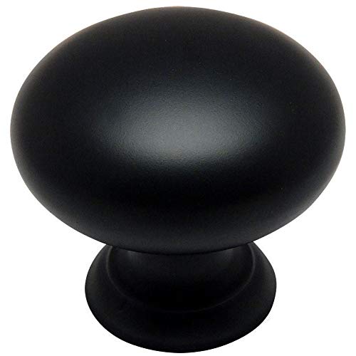 Cosmas 10 Pack 4950FB Flat Black Cabinet Hardware Round Mushroom Knob - 1-1/4" Diameter