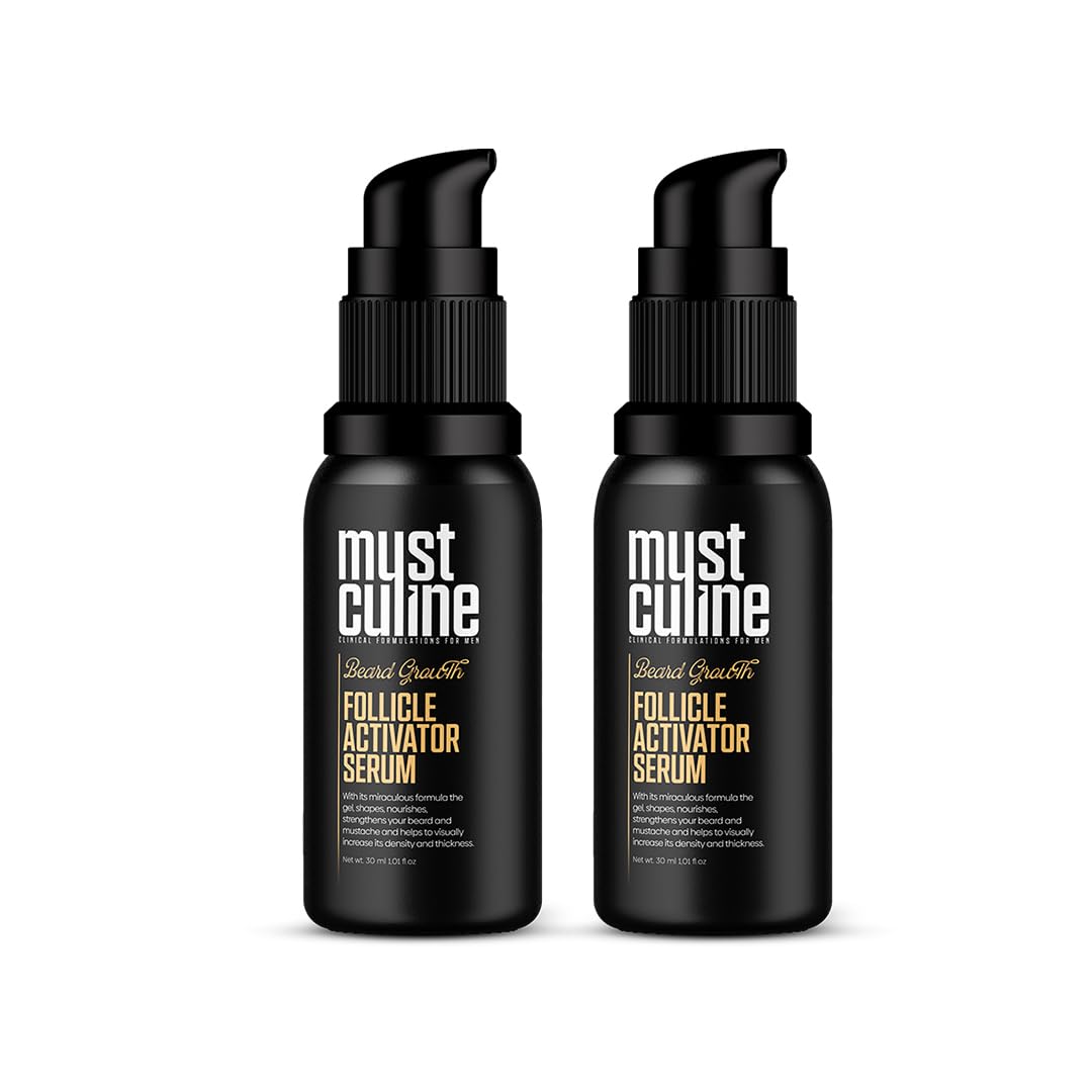 MUSTCULINE Follicle Activator Serum, Patchy Beard Growth,Specialized for Patchy Beards, Beard Growth Serum Combined with Biotin Oil (2 Package)