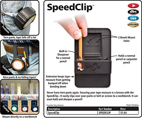 FastCap SPEEDCLIP Speed Clip Tape Measure Belt Clip and Pencil Holder (Pack of 2)