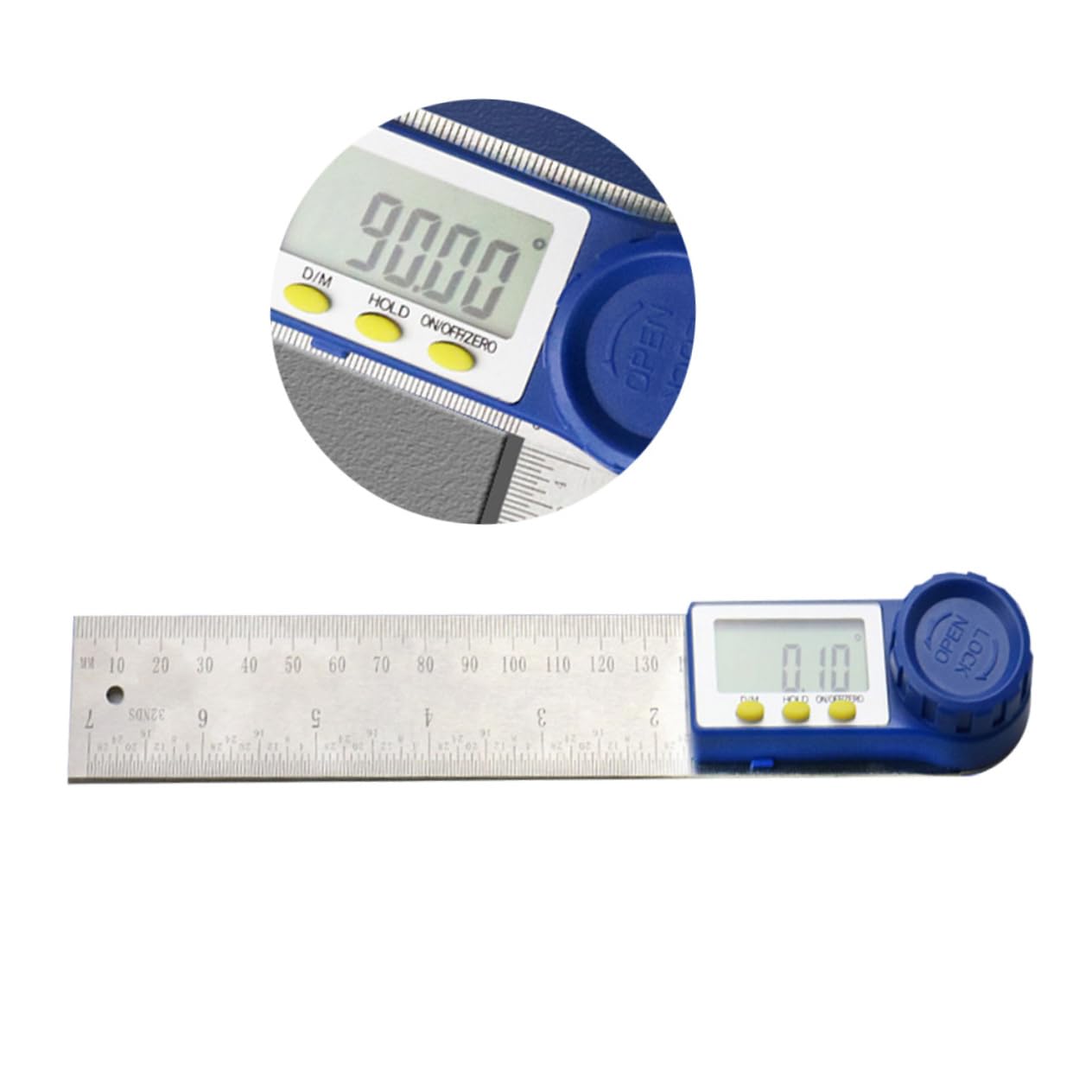 DOITOOL Digital Angle Ruler Digital Angle Gauge Digital Angle Finder Level Measuring Tool Electronic Angle Meter Stainless Angle Ruler Goniometer Gauge Tools Square Protractor Blue Bevel