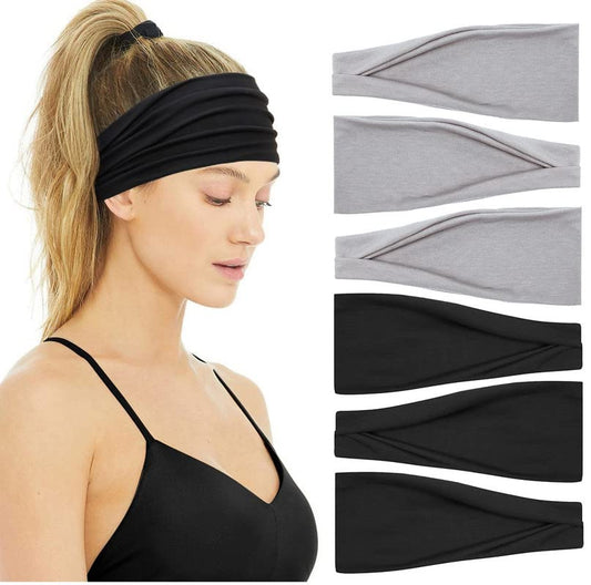 Huachi Headbands for Women Short Hair Black Gray Neural Hair Bands for Women's Hair Summer Fashion Hair Accessories Black & Grey