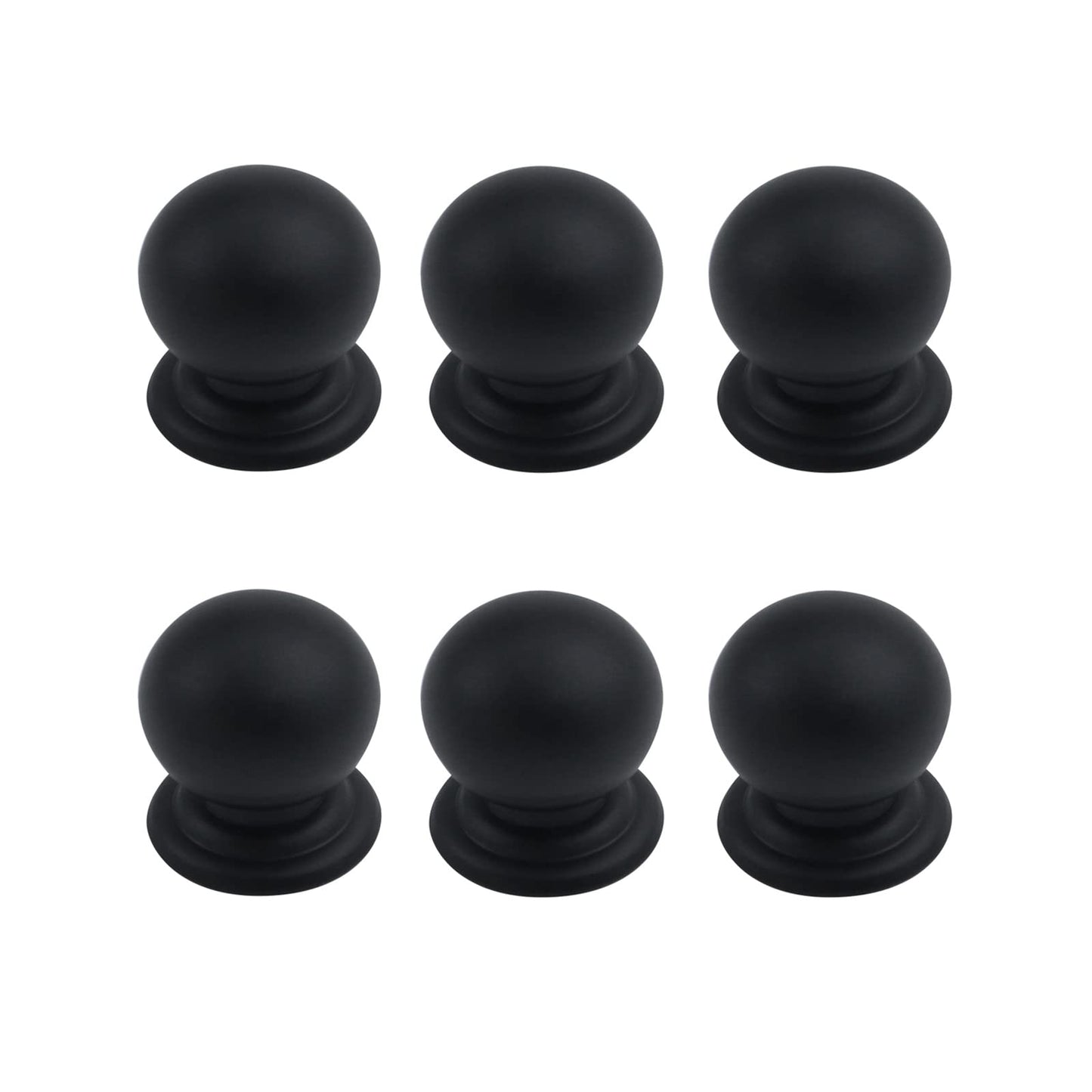 Antrader Cabinet Round Knobs, 6 Pieces Cabinet Hardware Knobs Aluminum Alloy Handle Pulls for Cupboard Wardrobe TV Cabinet Drawer Door, Matte Black