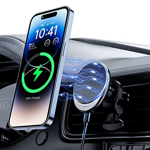 HOSEASON Magnetic Phone Holder for Car, Compatible with MagSafe Wireless Charger, 360° Adjustable Strong Magnetic for Car iPhone Holder Mount, Fit for iPhone 15 14 13 12 Pro Plus Max Mini