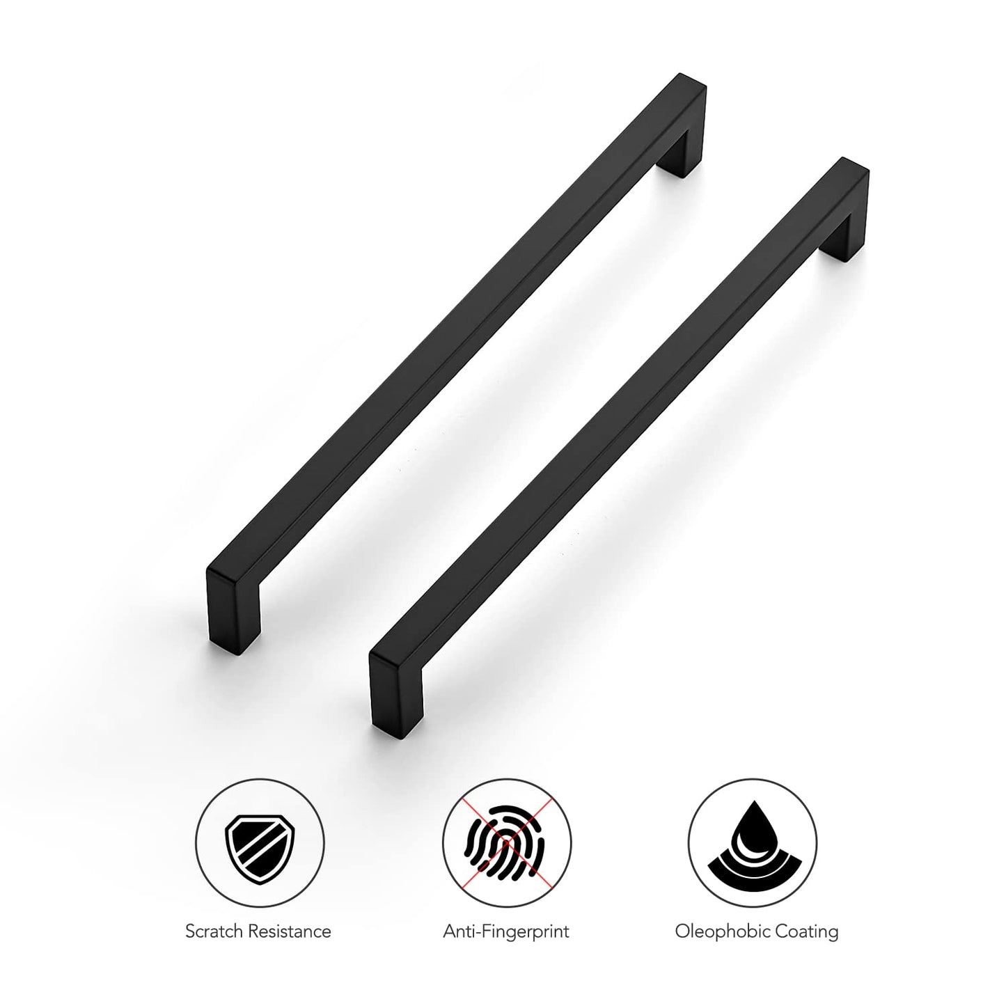 Ravinte 18 Pack 10 Inch Kitchen Square Cabinet Handles Matte Black Cabinet Pulls Black Drawer Pulls Kitchen Cabinet Hardware Kitchen Handles for Cabinets Cupboard Handles Drawer Handles