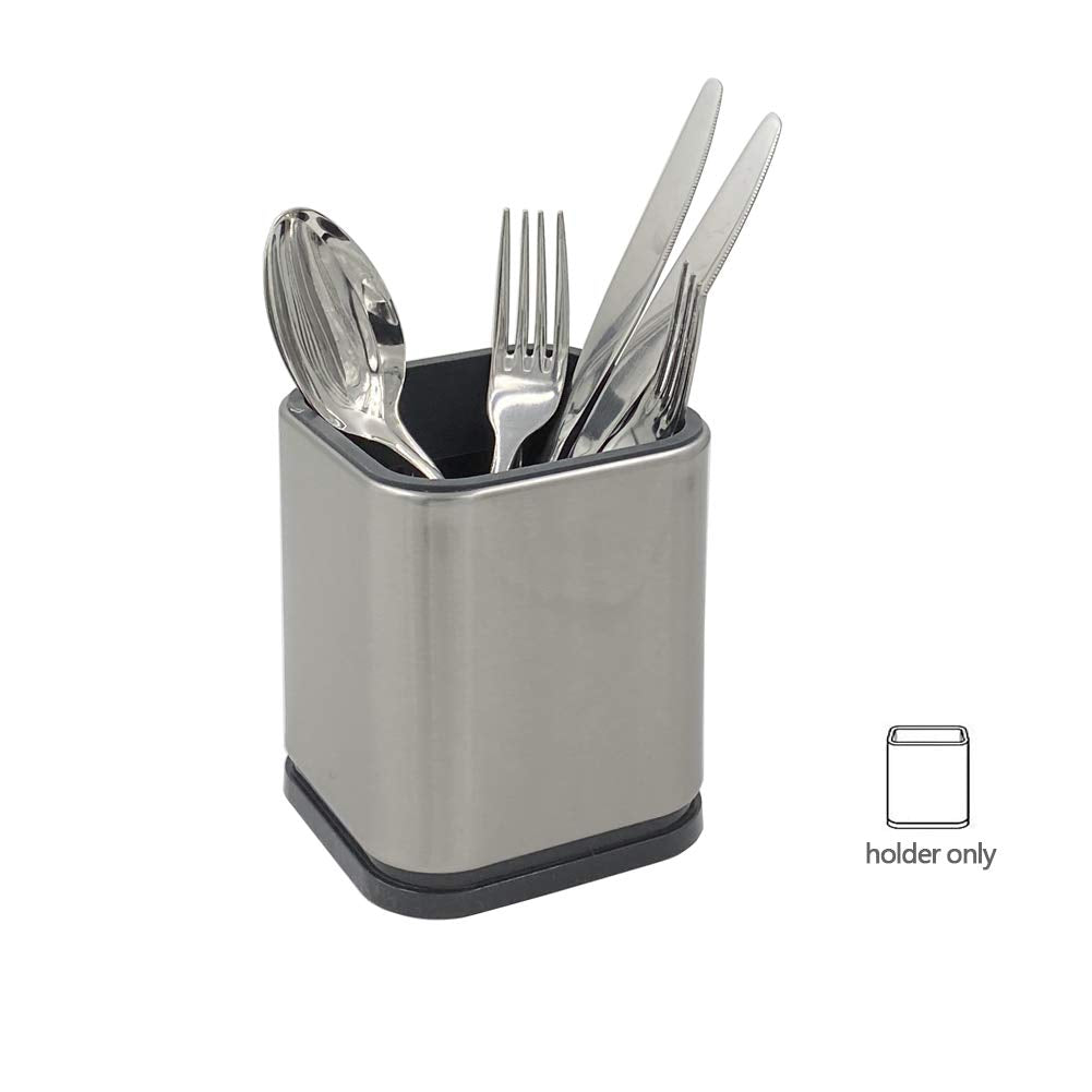 WSKC Flatware Holder Stainless Steel Small Utensil Crock - 4.6 Tall