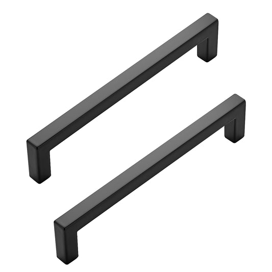 JOY DECOR 10 Pack Solid 5 Inch Kitchen Cabinet Handles Square Matte Black Cabinet Pulls Black Handles for Kitchen Cabinet Hardware Drawer Pulls