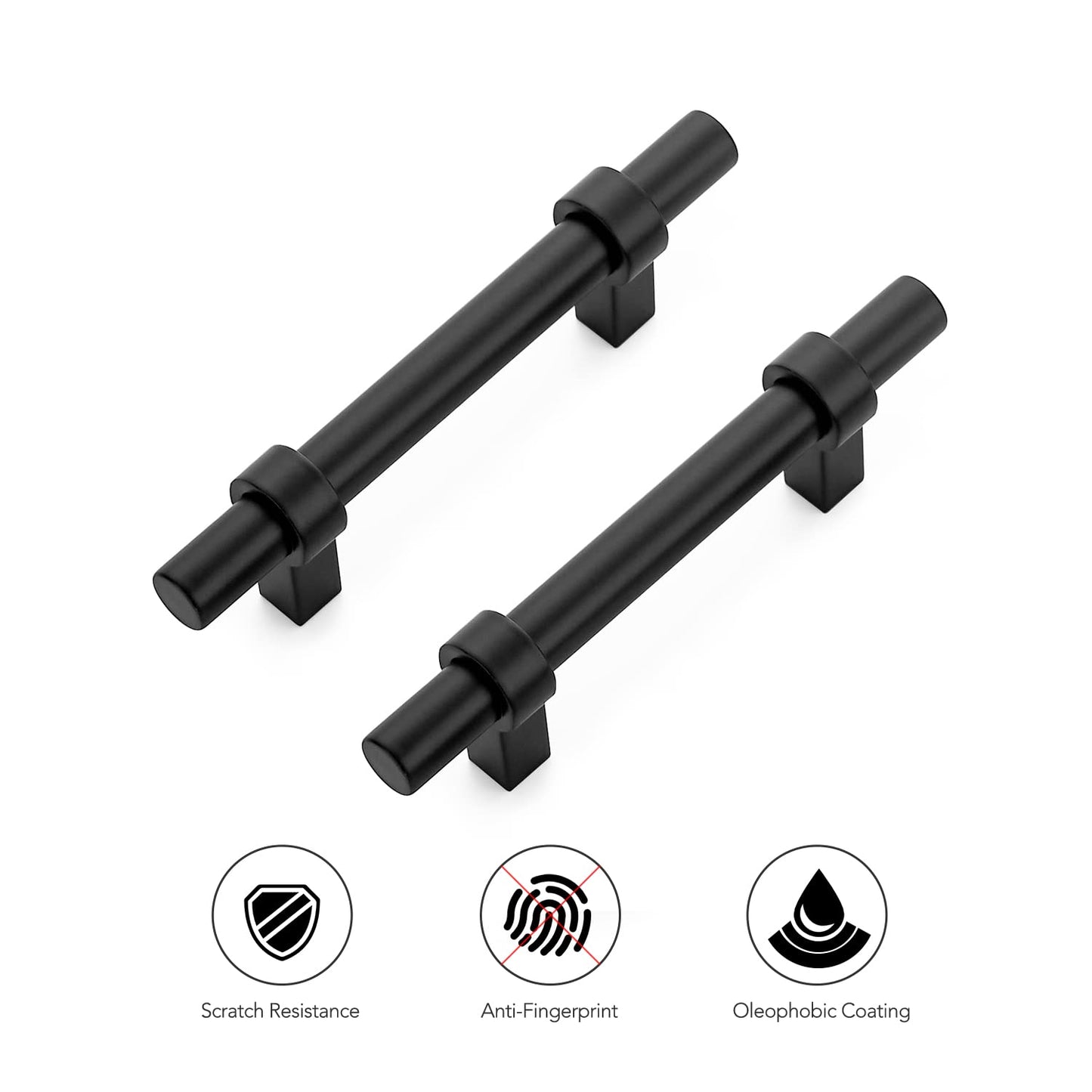 Ravinte 30 Pack 5 Inch Cabinet Pulls Matte Black Kitchen Cabinet Hardware Cupboard Handles with Square Base 5" Length,3" Hole Center