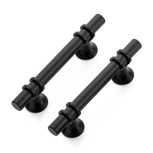 Ravinte 30 Pack 5 Inch Cabinet Pulls Kitchen Cupboard Handles with Round Base Matte Black Drawer Pulls Cabinet Handles 5" Length, 3" Hole Center