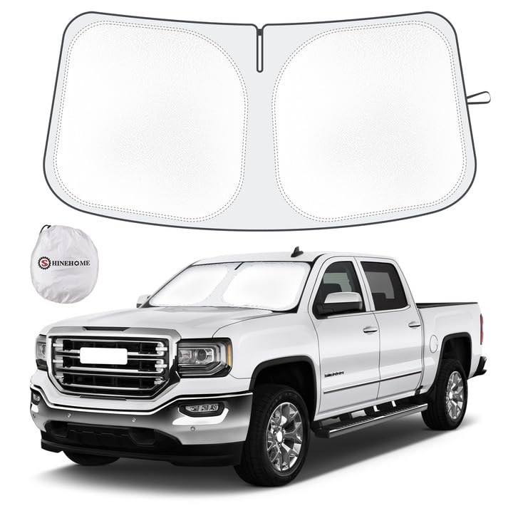 Car Windshield Sun Shade Compatible with 2023 2022 2021 2020 2019 GMC Sierra 1500 2500 3500 SLT, AT4, Denali Accessories Foldable Sunshade Truck Custom Windshield Sun Visor