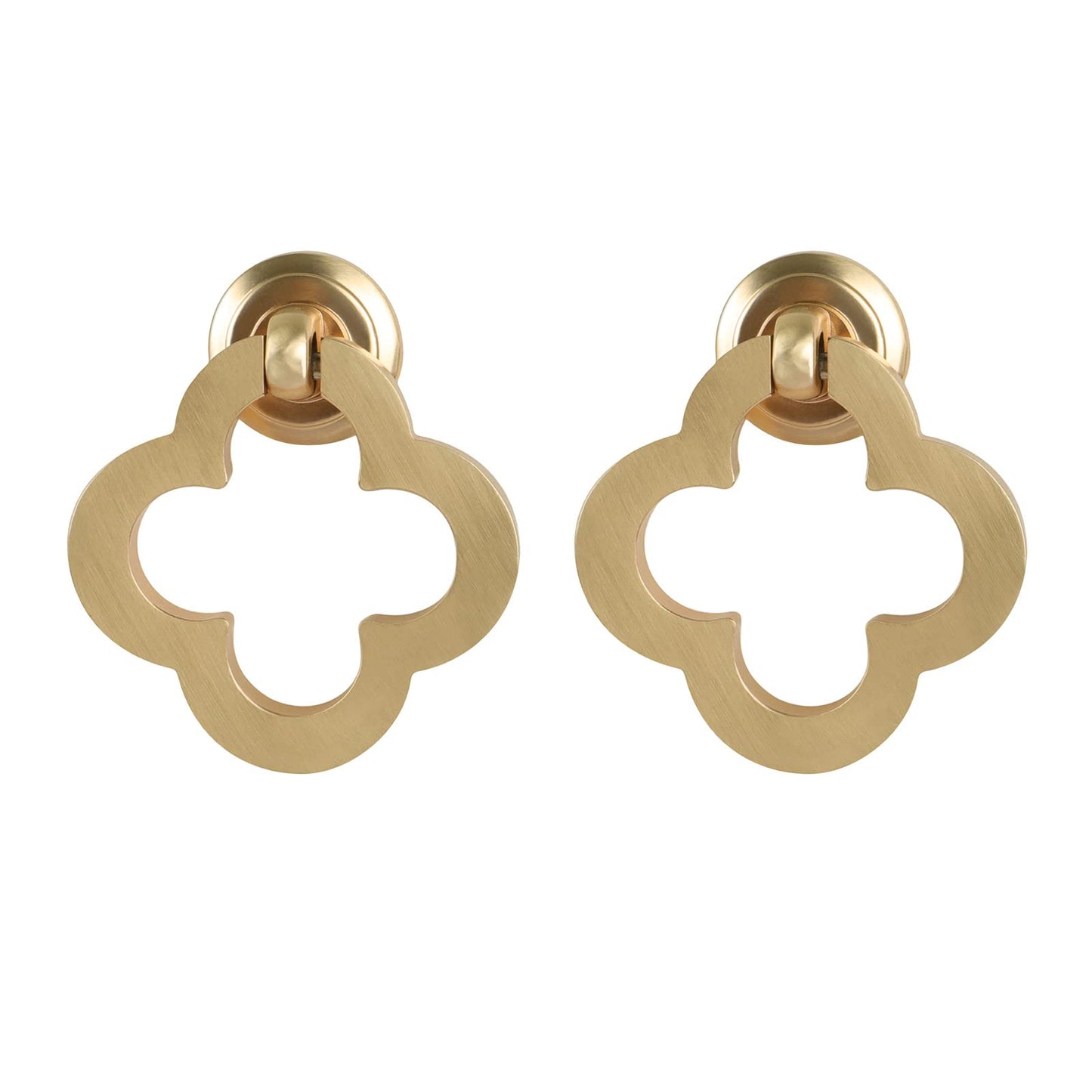 WOOW DEPOT [2 Pack Gold Flower Cabinet Knobs, Zinc Alloy Brushed Brass Cabinet Ring Pulls Dresser Door Handles Furniture Hardware for Cupboard Wardrobe