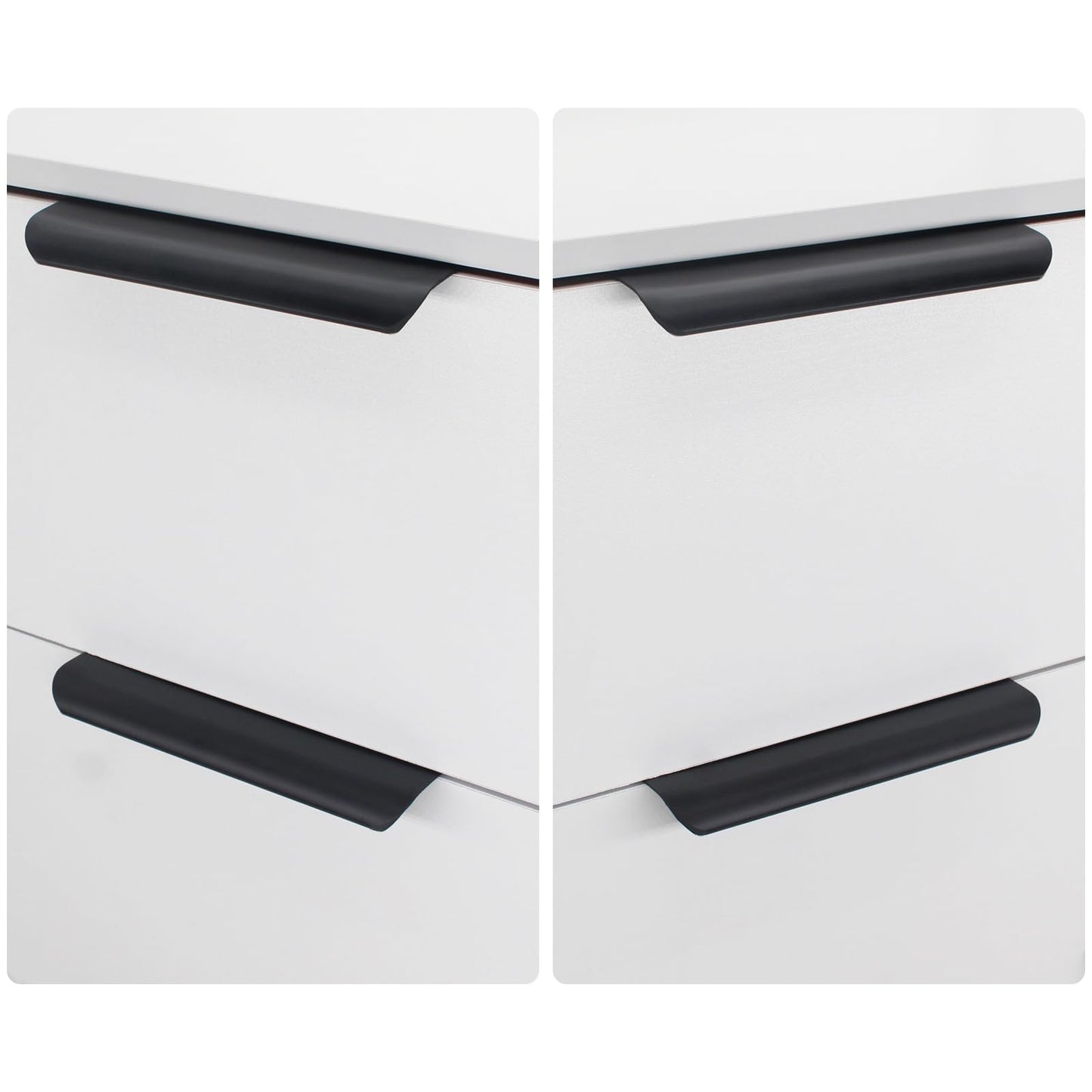 HANIHUA 25 Pack Modern Kitchen Cabinet Handles, Black Finger Pulls for Cabinets 3.15"/80mm Length, Matte Black Edge Cabinet Pulls, Drawer Tabs Pull Hardware Concealed Tab Handle