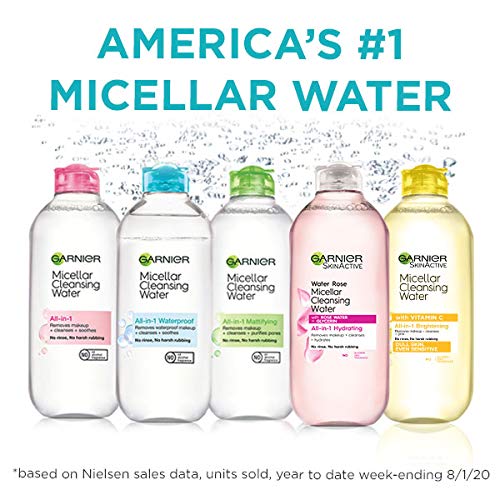 Garnier SkinActive Micellar Water with Vitamin C, Facial Cleanser & Makeup Remover, 13.5 Fl Oz (400mL), 2 Count (Packaging May Vary)