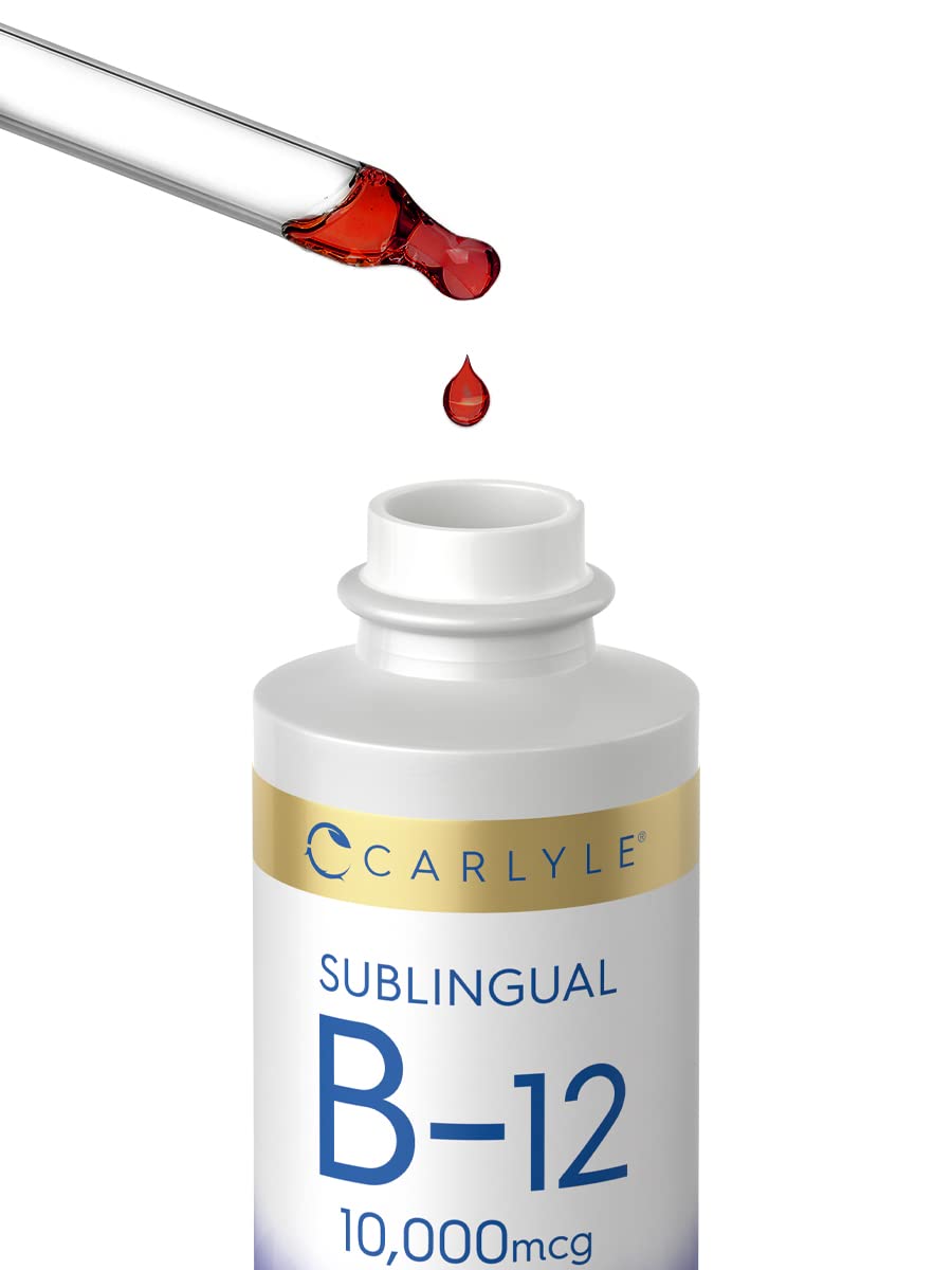 Carlyle Vitamin B12 Sublingual | 10,000mcg | 2 fl oz | Vegetarian, Non-GMO, Gluten Free Liquid