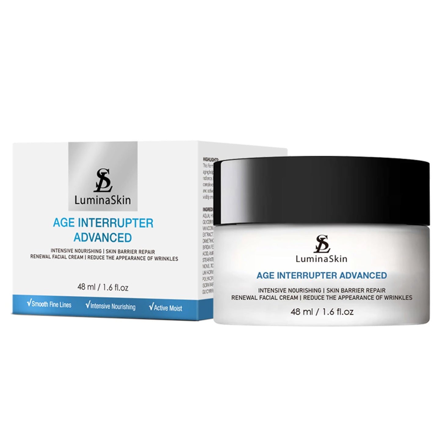 LuminaSkin Age Interrupter Advanced Cream Intensive Nourishing Skin Moisturizer - Skin Barrier Repair - Renewal Facial Cream 48ml