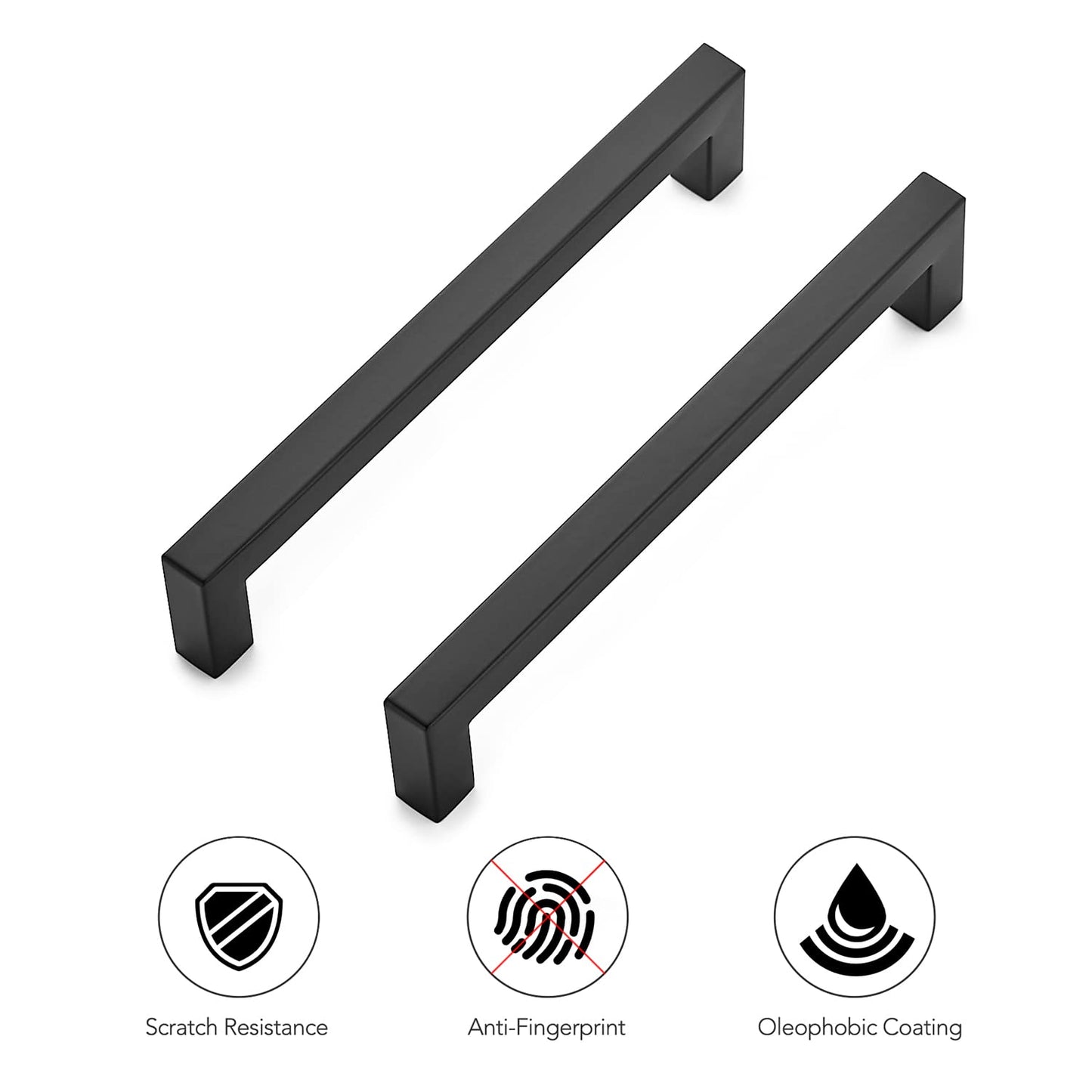 Ravinte 12 Pack 6-1/4 Inch Kitchen Square Cabinet Handles Matte Black Cabinet Pulls Stainless Steel Drawer Pulls Kitchen Cabinet Hardware Kitchen Handle