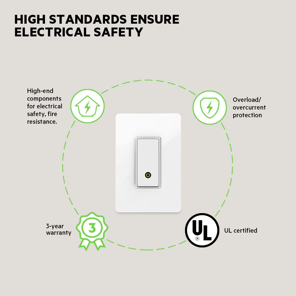 Wemo F7C030fc Light Switch, WiFi enabled, Works with Alexa and the Google Assistant