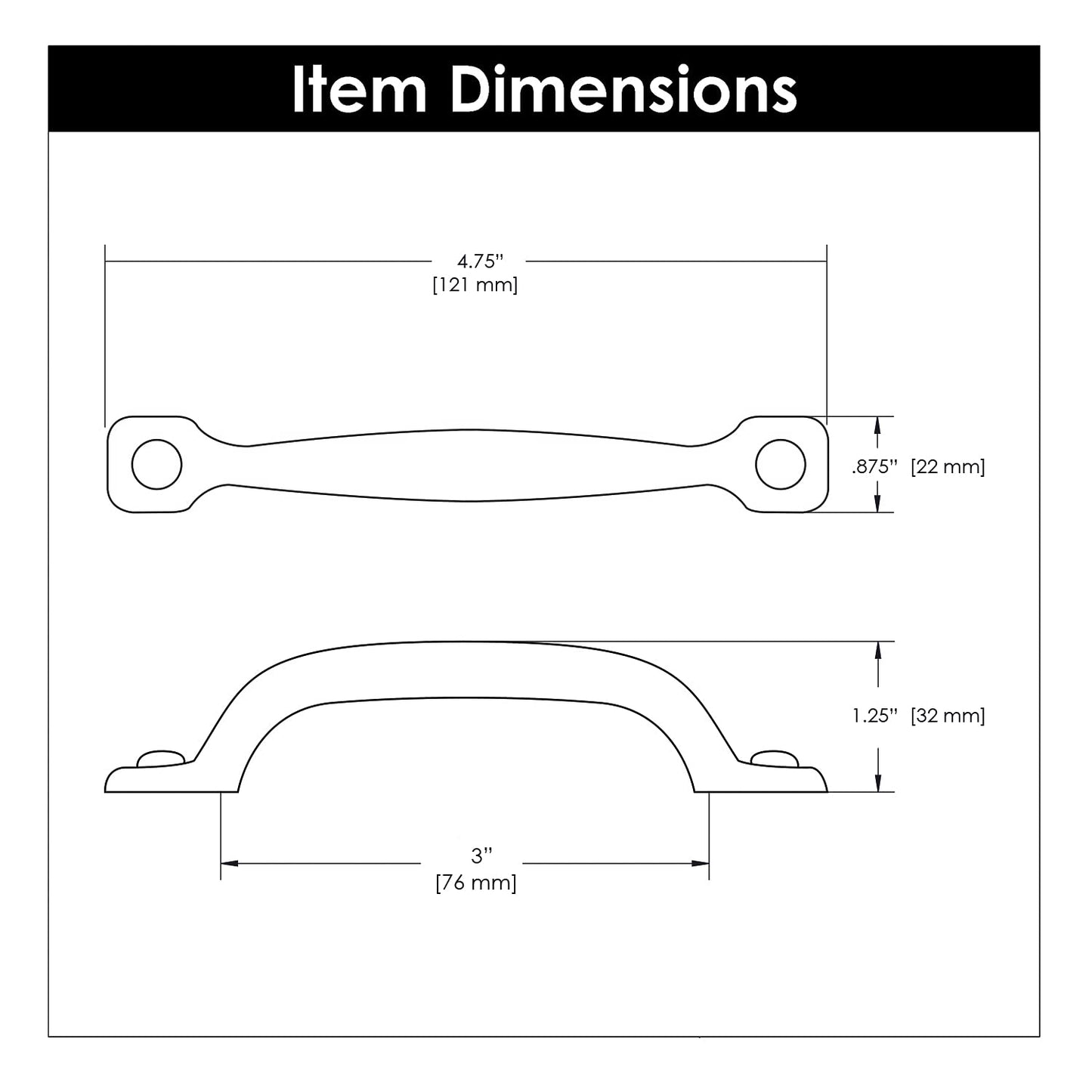 Hickory Hardware Rustic Pulls, Handles for Kitchen Cabinet Doors, Dresser Drawers, Bathroom Vanity, Nightstands & Closets, 3 Inch Hole Center, Black Iron, 1 Pack