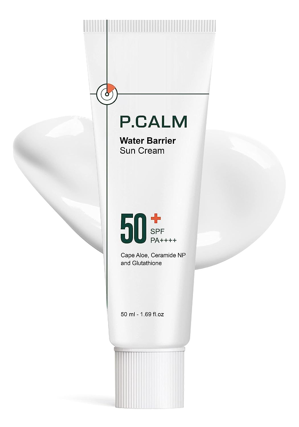 PCALM Water Barrier Moisturizing Sun Cream Non-greasy No White Cast Light-Weight SPF 50+ PA++++ Vegan Calming Moisture Daily Sunscreen Reef-Safe UVA UVB Dry Oily Sensitive Skin Korean Skincare