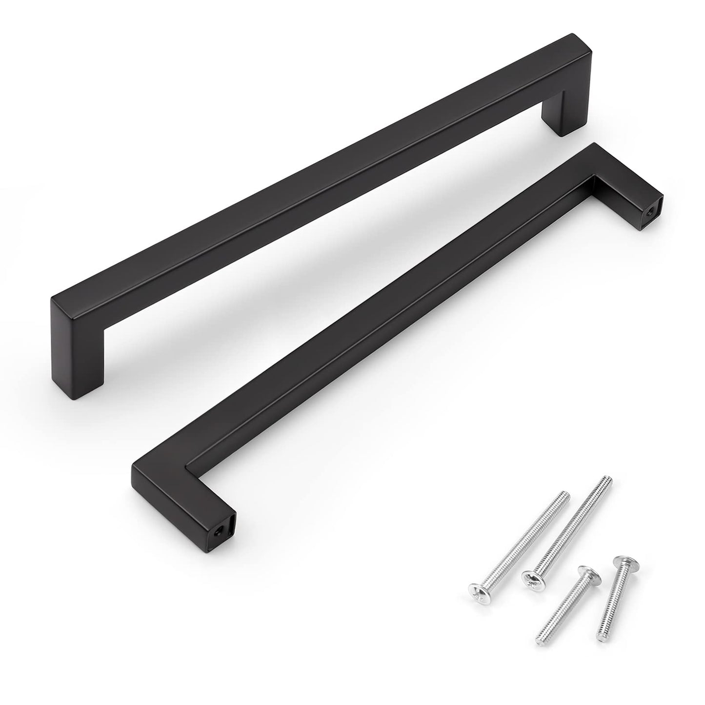 KNOBWELL 30 Pack 8" Black Stainless Steel Cabinet Pulls Kitchen Cabinet Handles Matte Black 7-9/16" Hole Spacing, 8" Overall Length Kitchen Cupboard Handles