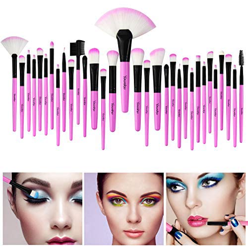 Cosmetic Make up Brushes, Daxstar 32pcs Makeup Brush Set-Professional Makeup Brushes Set Foundation Blending Brush Set Kit,Pink