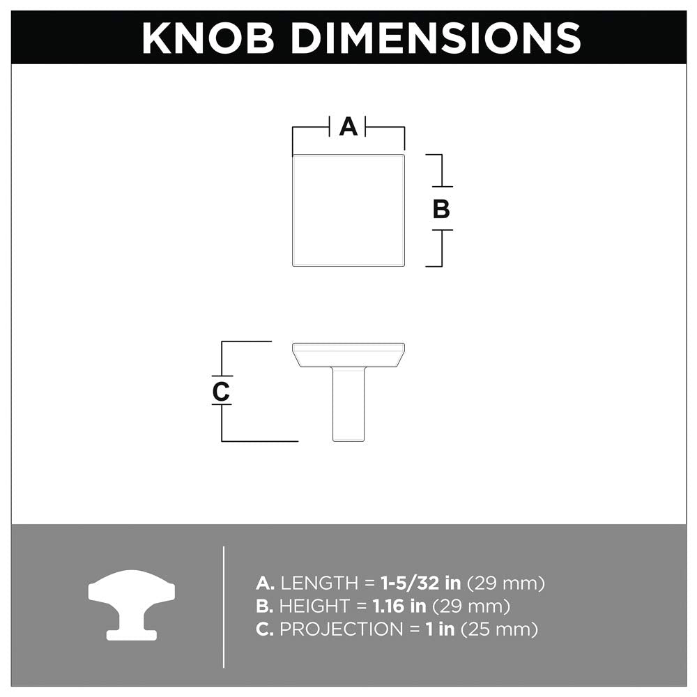 Franklin Brass Simple Chamfered Square Cabinet Knob, Brushed Brass, 1.12 in (29 mm) Drawer 10 Pack, P40847K-117-C