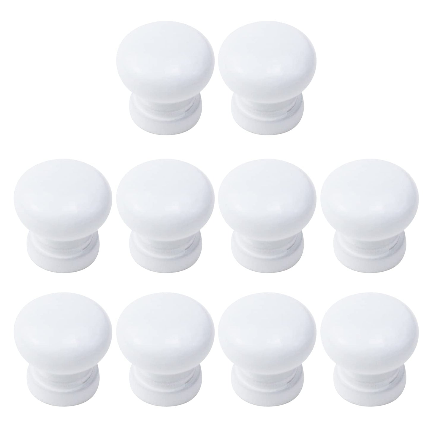 Pastlla 10Pcs Wood Drawer Knob, Round Mushroom Shape Wooden Cabinet Knobs Pull Handle Decorative Cabinet Knobs for Cupboard Closet Bedroom Wardrobe White 0.79" / 20mm