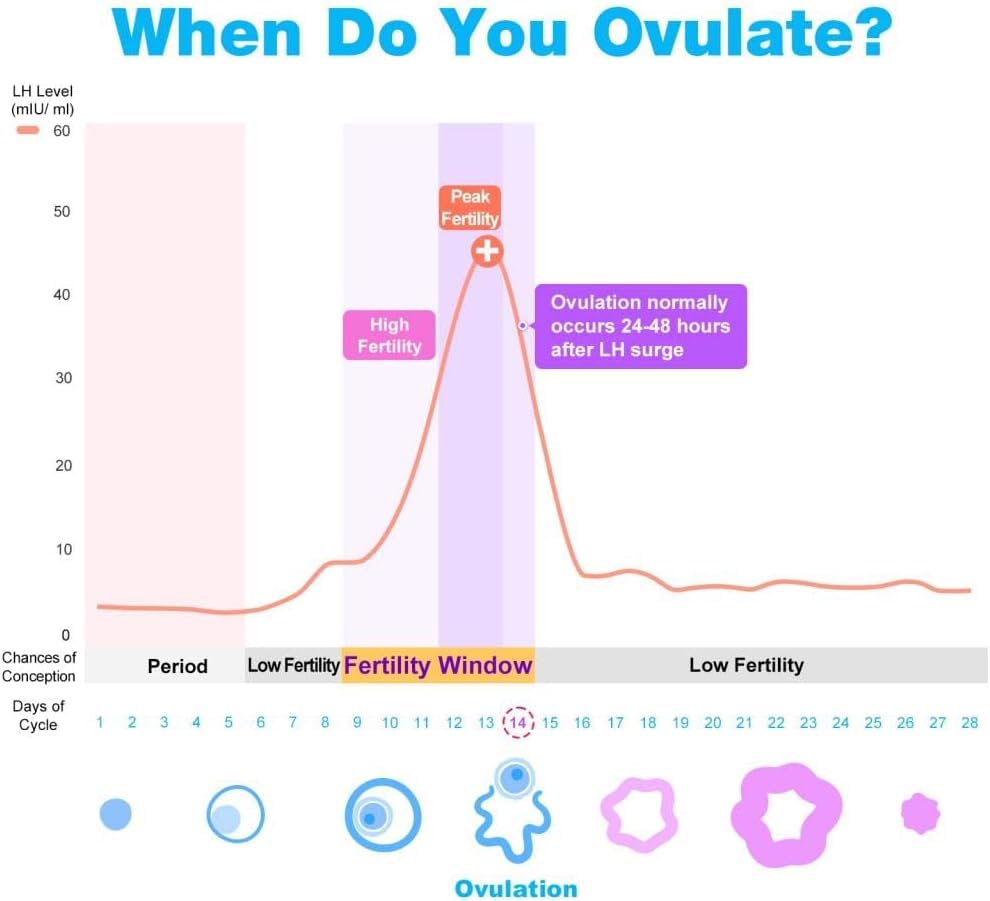 Easy@Home Ovulation Test Predictor Kit : Accurate Fertility Test for Women (Width of 5mm), Fertility Monitor Test Strips, 50 LH Strips