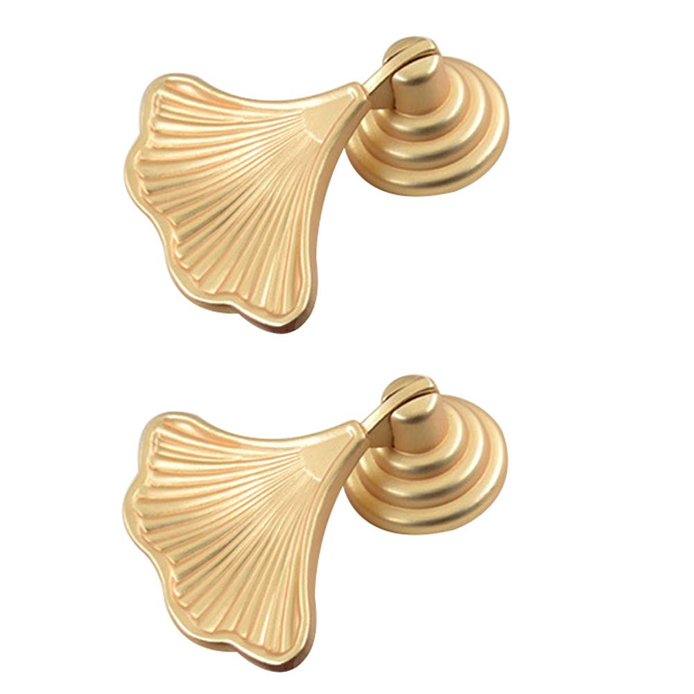 Geenite Furniture Knob Handles Golden Drop Pendant Pull Handle Fashion Ginkgo Leaf Shape Dresser Knobs for Kitchen Bathroom Cabinet Door Drawer 2 pcs