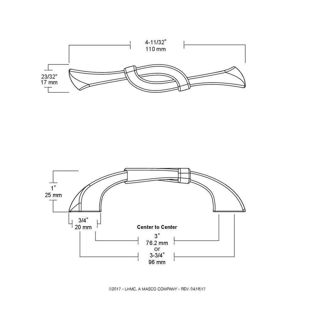 Liberty P20385-SN-C 3/96mm Dual Mount Unity Cabinet Hardware Handle Pull