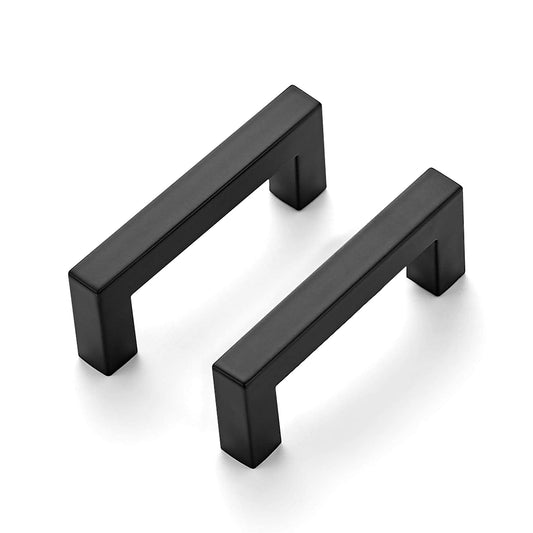 Ravinte 10 Pack Square Bar Kitchen Cabinet Handles Matte Black Cabinet Pulls Slim Drawer Pulls with 3 Inch Hole Center Kitchen Cabinet Hardware